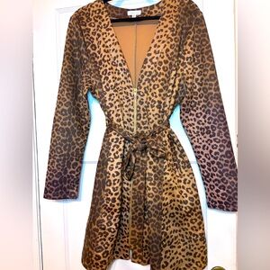 Plus size Leopard zipper dress